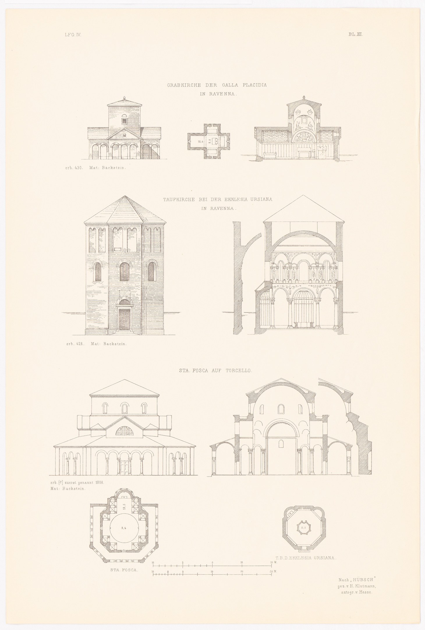 Eine Buchseite mit detaillierten Zeichnungen verschiedener Gebäude mit einzigartiger Architektur, begleitet von erklärendem Text zur Geschichte der Stadt.