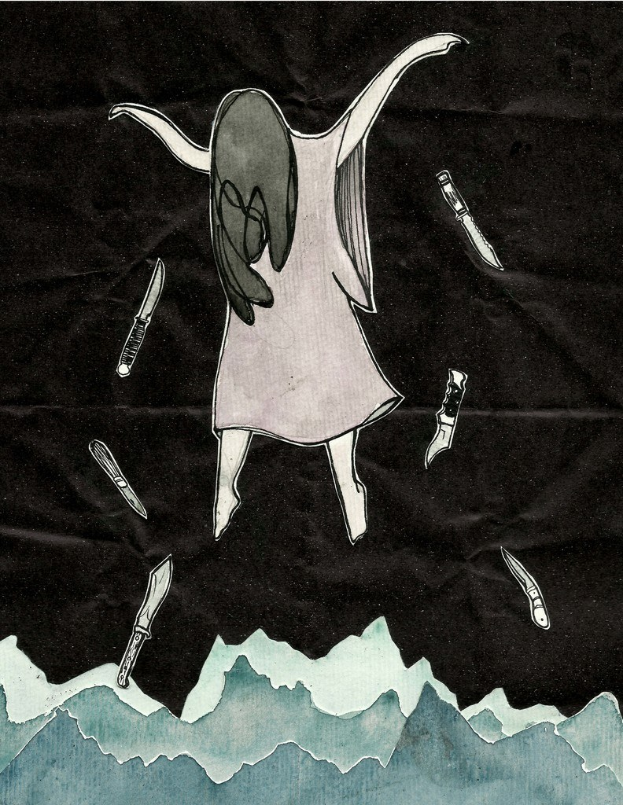 Ein Graffiti, das im Bildzentrum zu sehen ist.