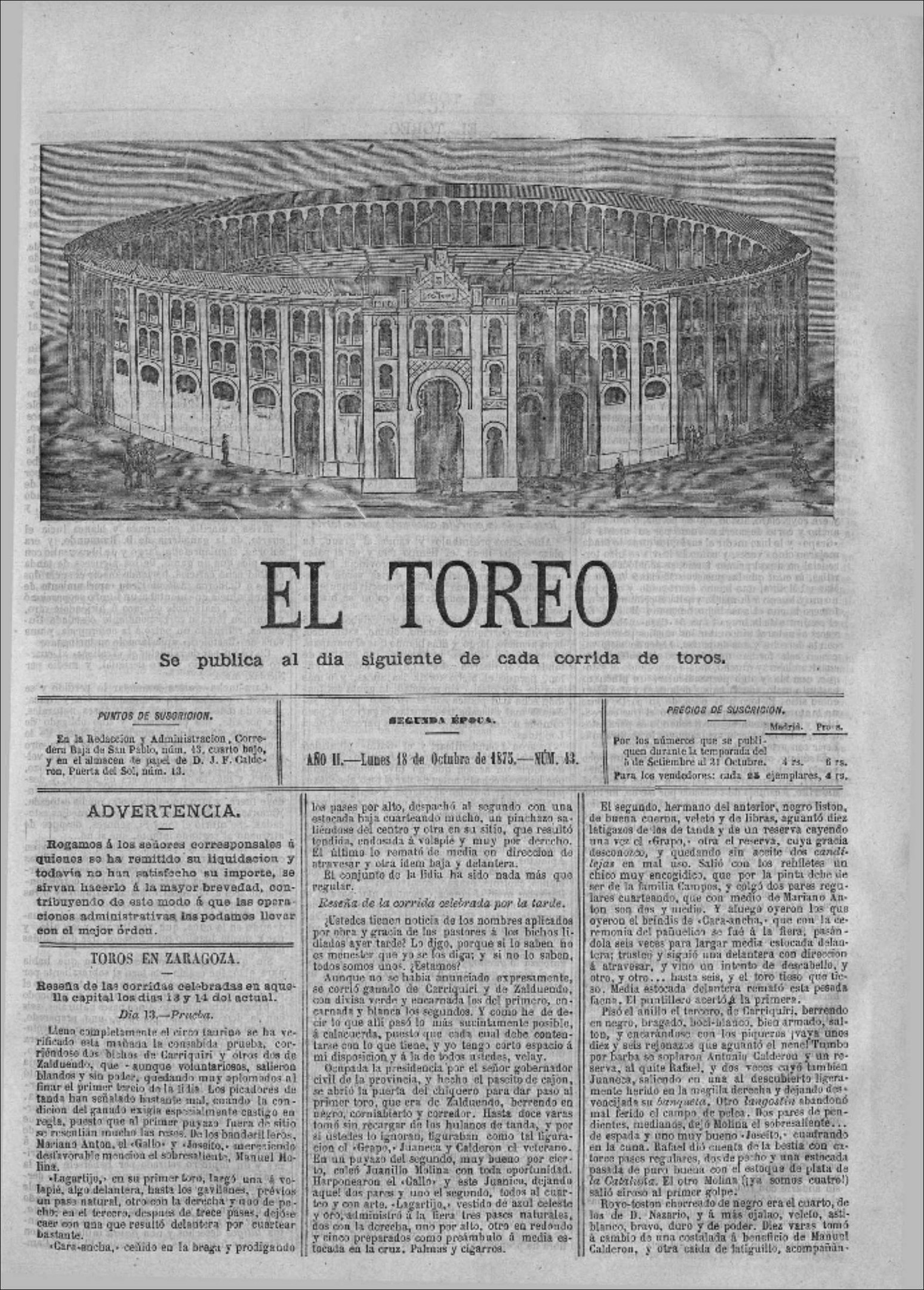 Schwarz-weißes Bild einer alten Zeitung mit einem Foto eines Konzerthausinneren mit Sitzreihen und einer großen Auditorium.