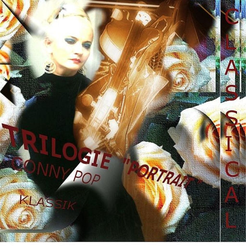 Ein Gemälde, das eine Person mit einer Gitarre in den Händen zeigt, mit Blumen im Hintergrund.