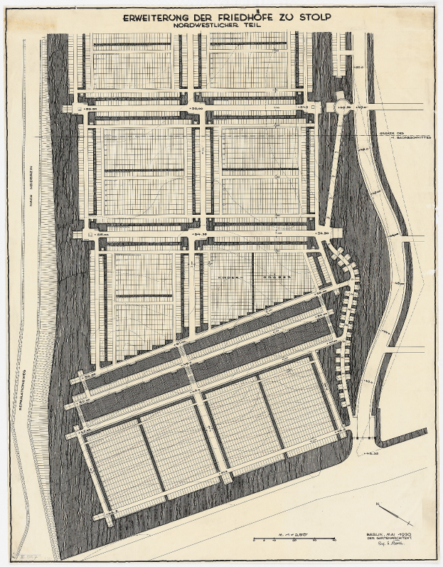 Eine alte Stadtkarte mit zahlreichen Gebäuden und einem Stadtplan, mit Text zur Stadtplanung.