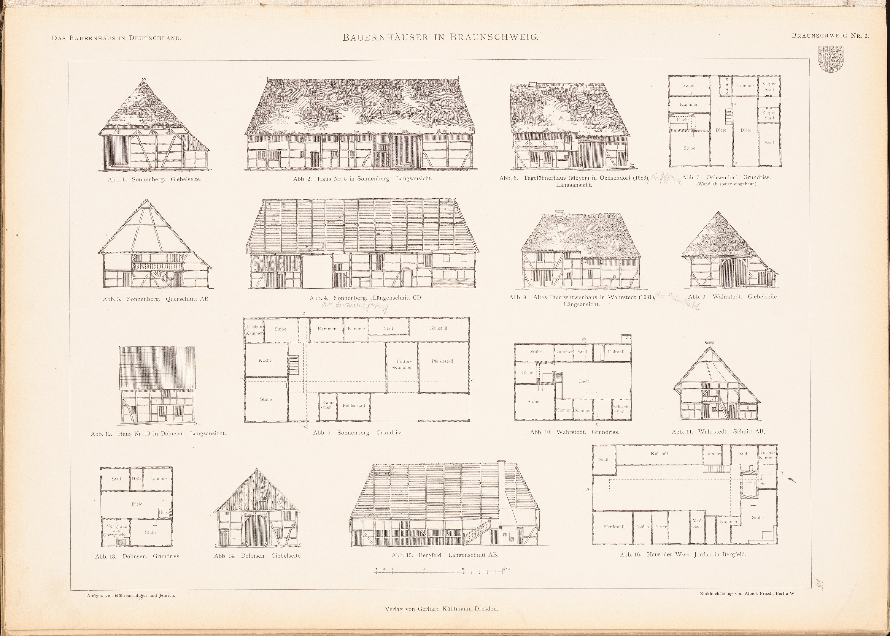 Ein offenes altes Buch zeigt Architekturhauspläne und -entwürfe.