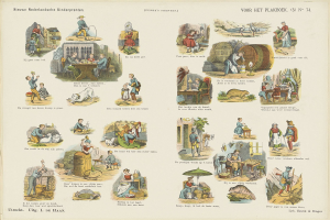 Ein buntes, cartoonartiges Kinderbuchcover mit illustrierten Menschen und Tieren und fetter, fröhlicher Schrift.